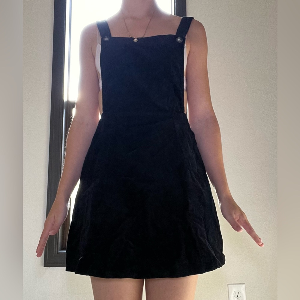 Black corduroy overall dress